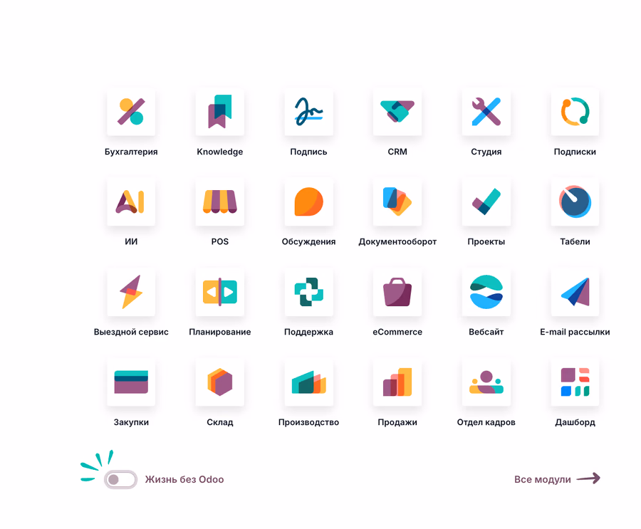 Odoo apps: accounting, CRM, inventory, manufacturing and more
